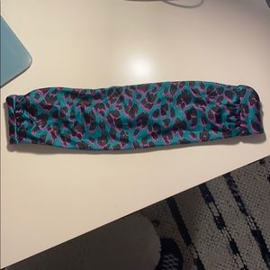 leopard print bandeau swim top
